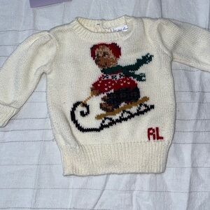 Ralph Lauren Cream Bear Baby Sweater 0-3m